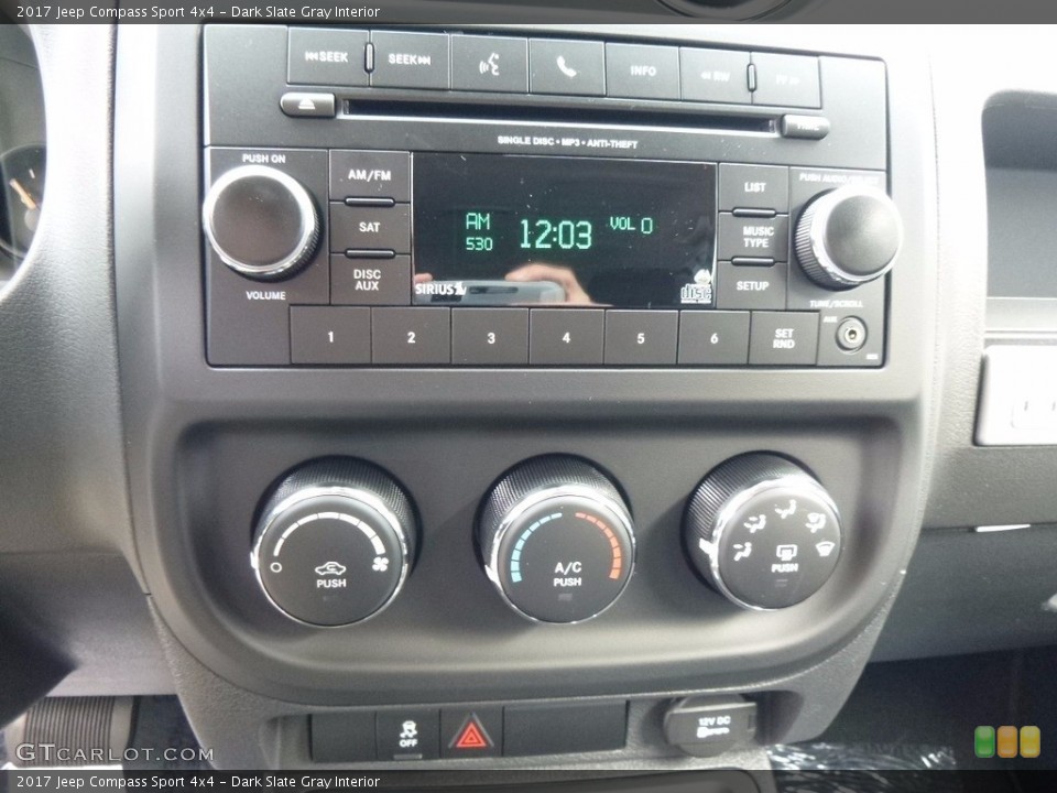 Dark Slate Gray Interior Controls for the 2017 Jeep Compass Sport 4x4 #116744764