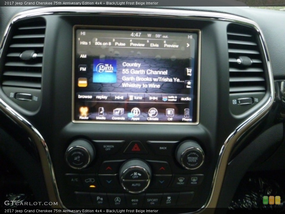Black/Light Frost Beige Interior Controls for the 2017 Jeep Grand Cherokee 75th Annivesary Edition 4x4 #116804394