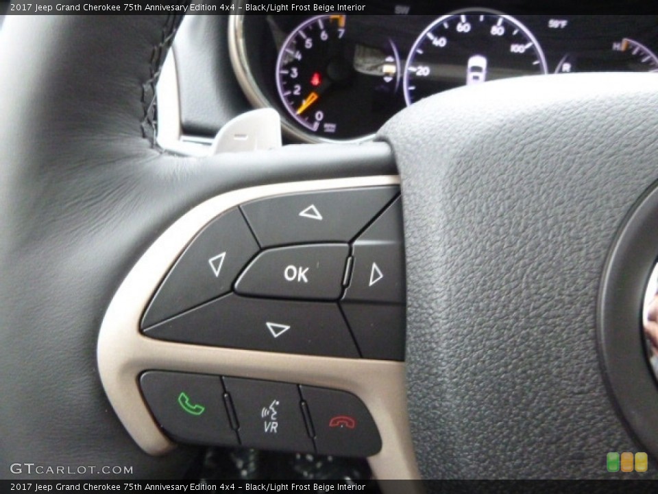 Black/Light Frost Beige Interior Controls for the 2017 Jeep Grand Cherokee 75th Annivesary Edition 4x4 #116804430