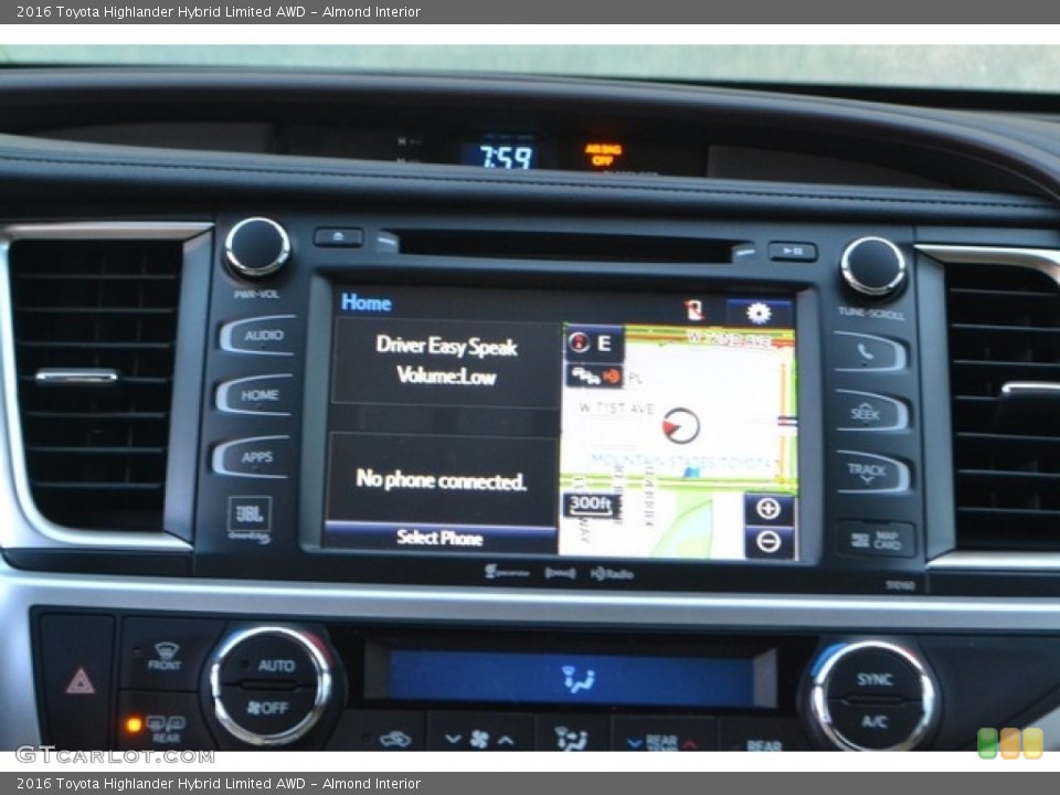 Almond Interior Controls for the 2016 Toyota Highlander Hybrid Limited AWD #116810826