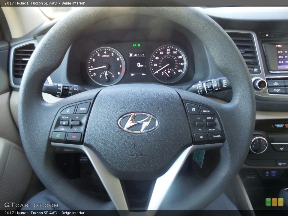 Beige Interior Steering Wheel for the 2017 Hyundai Tucson SE AWD #116818803