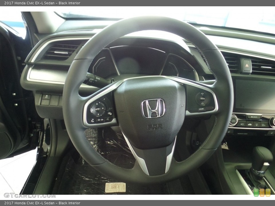 Black Interior Steering Wheel for the 2017 Honda Civic EX-L Sedan #116894561