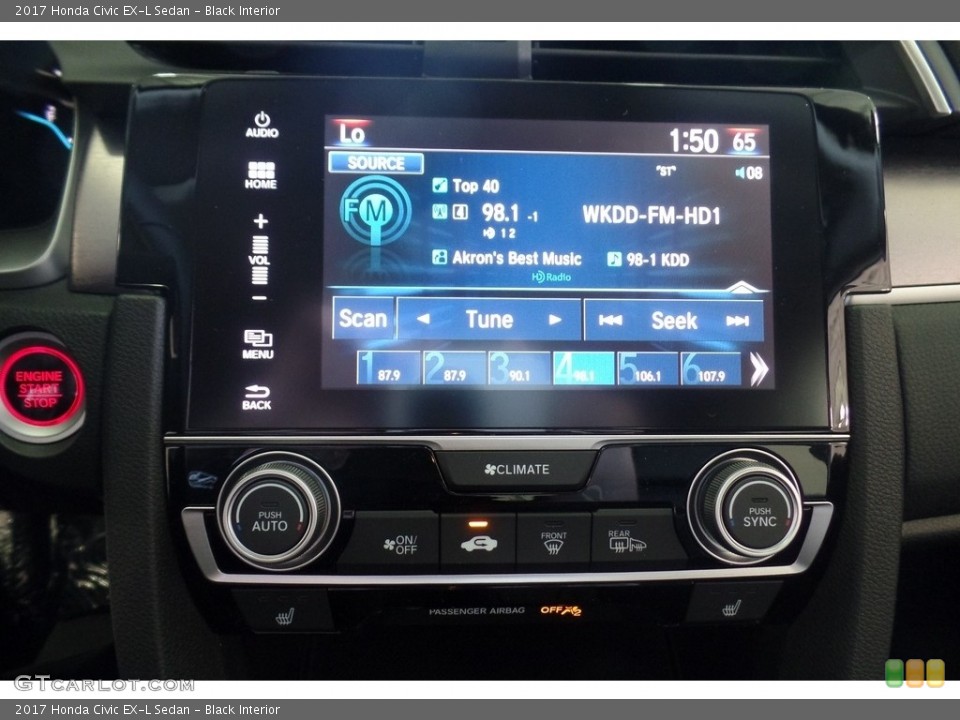 Black Interior Controls for the 2017 Honda Civic EX-L Sedan #116894588