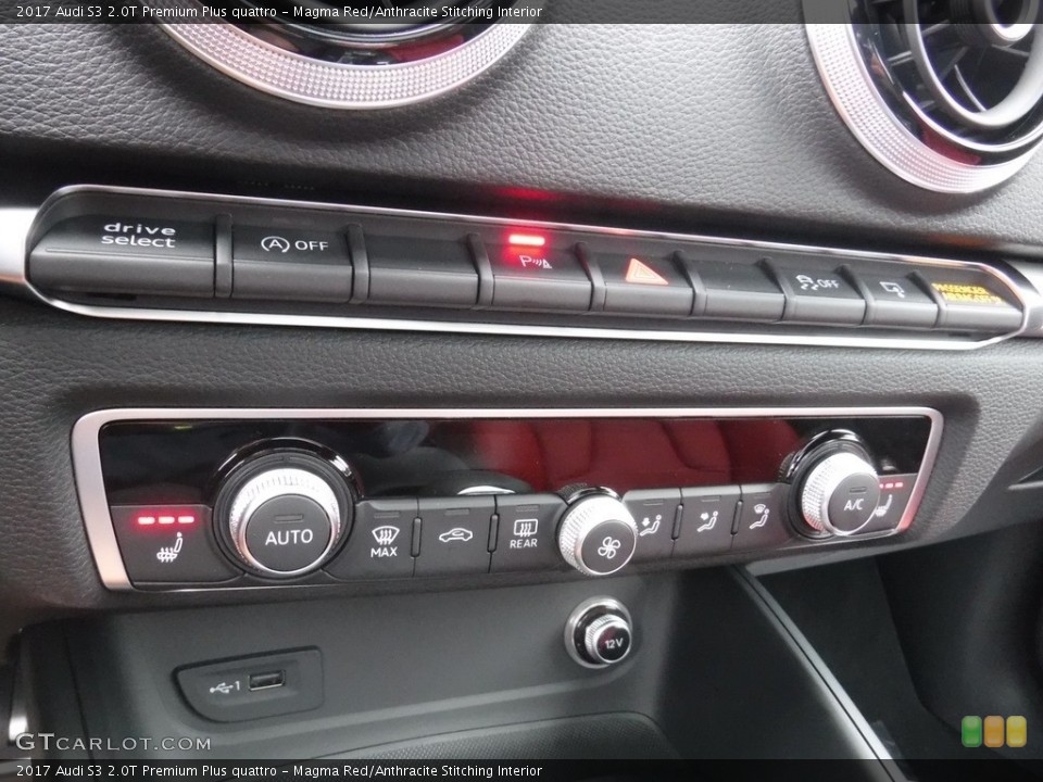 Magma Red/Anthracite Stitching Interior Controls for the 2017 Audi S3 2.0T Premium Plus quattro #116907179