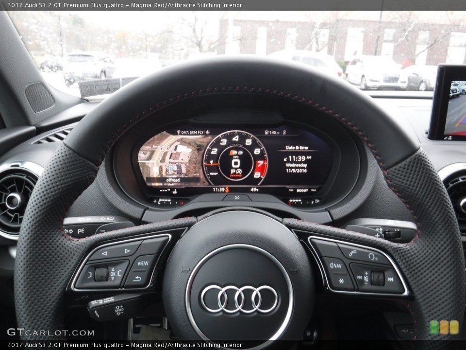 Magma Red/Anthracite Stitching Interior Steering Wheel for the 2017 Audi S3 2.0T Premium Plus quattro #116909420