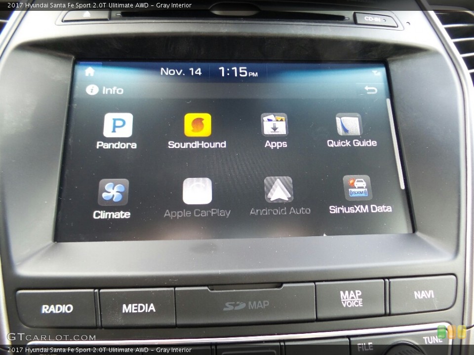 Gray Interior Controls for the 2017 Hyundai Santa Fe Sport 2.0T Ulitimate AWD #117004088