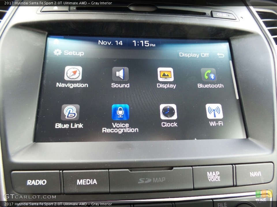 Gray Interior Controls for the 2017 Hyundai Santa Fe Sport 2.0T Ulitimate AWD #117004115