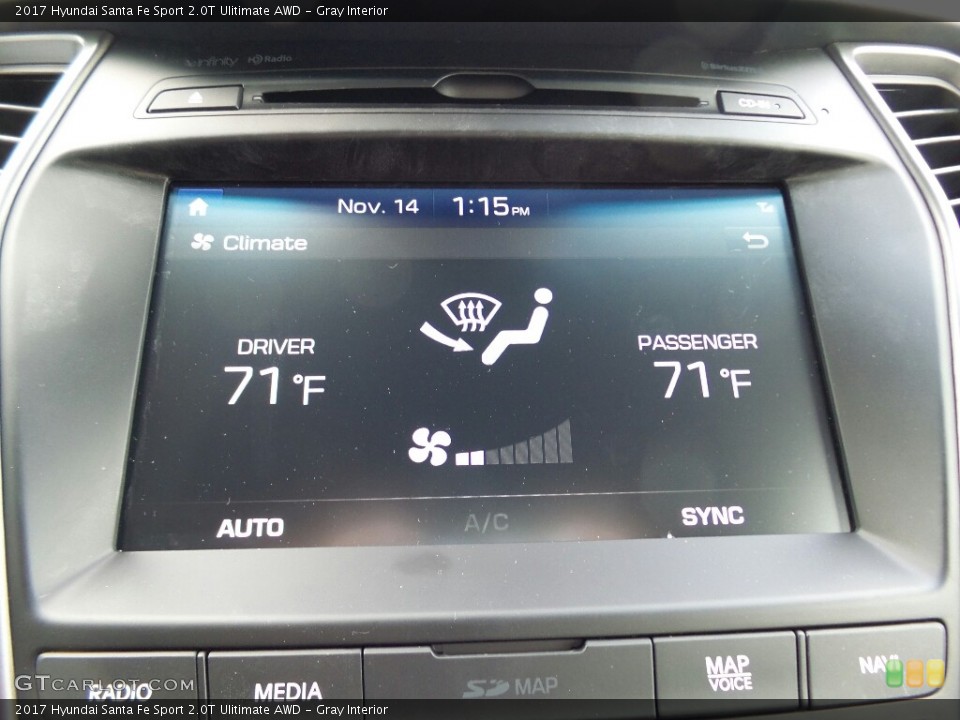Gray Interior Controls for the 2017 Hyundai Santa Fe Sport 2.0T Ulitimate AWD #117004139