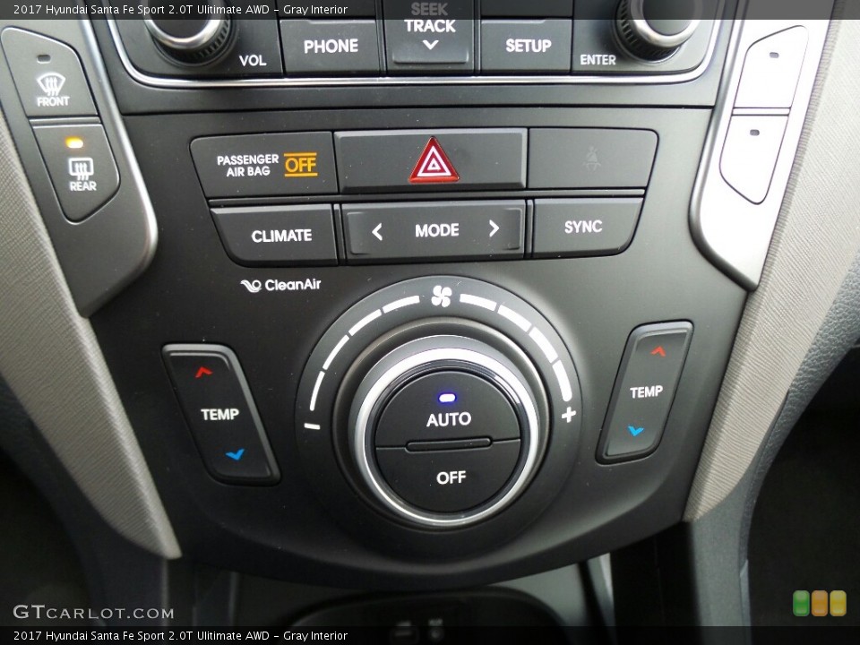 Gray Interior Controls for the 2017 Hyundai Santa Fe Sport 2.0T Ulitimate AWD #117004169