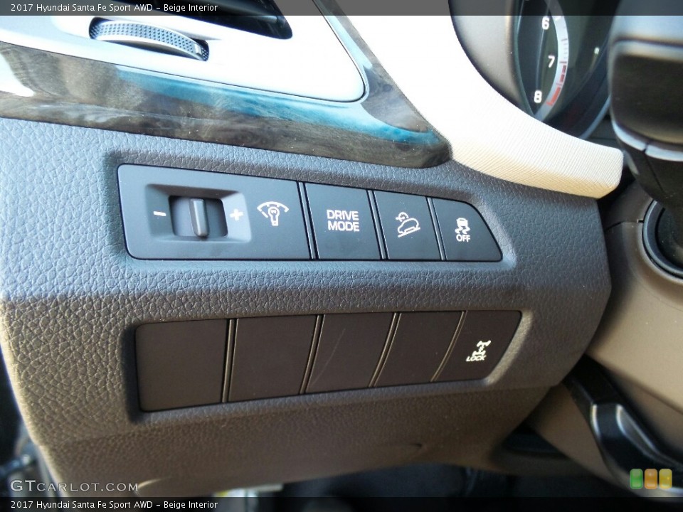 Beige Interior Controls for the 2017 Hyundai Santa Fe Sport AWD #117010637