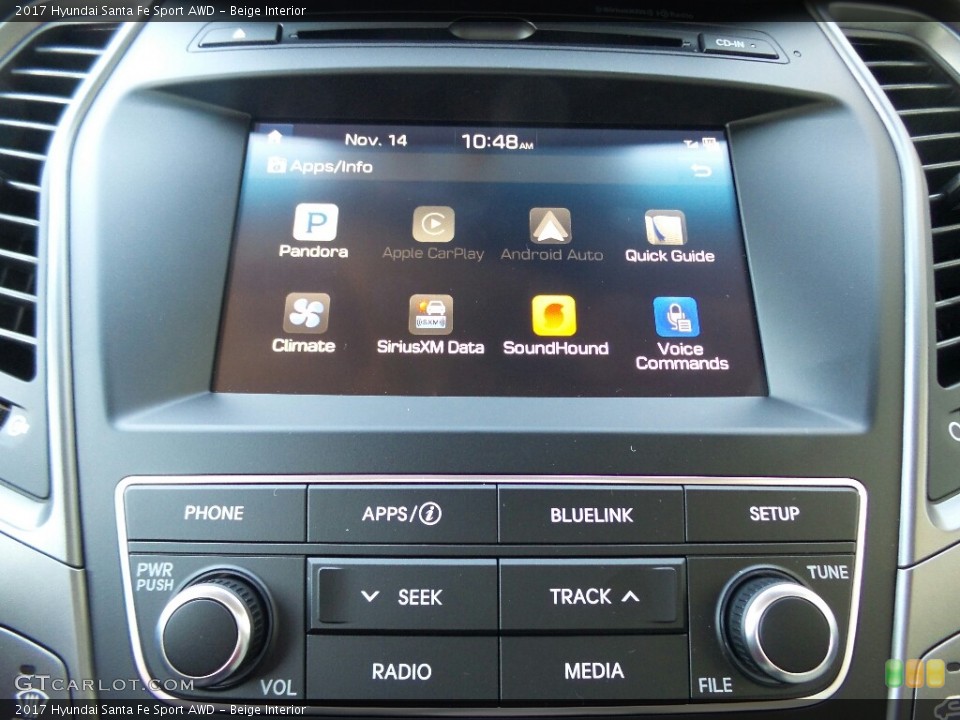 Beige Interior Controls for the 2017 Hyundai Santa Fe Sport AWD #117010919