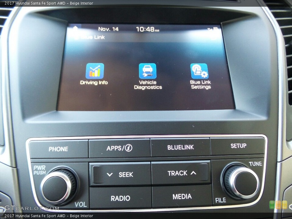 Beige Interior Controls for the 2017 Hyundai Santa Fe Sport AWD #117010940