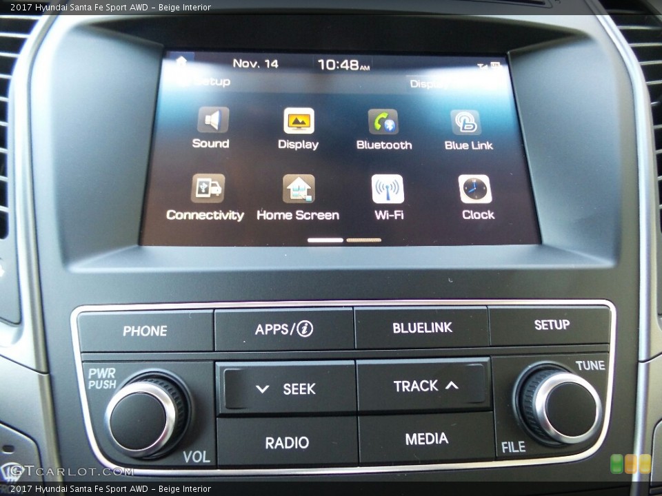 Beige Interior Controls for the 2017 Hyundai Santa Fe Sport AWD #117010958