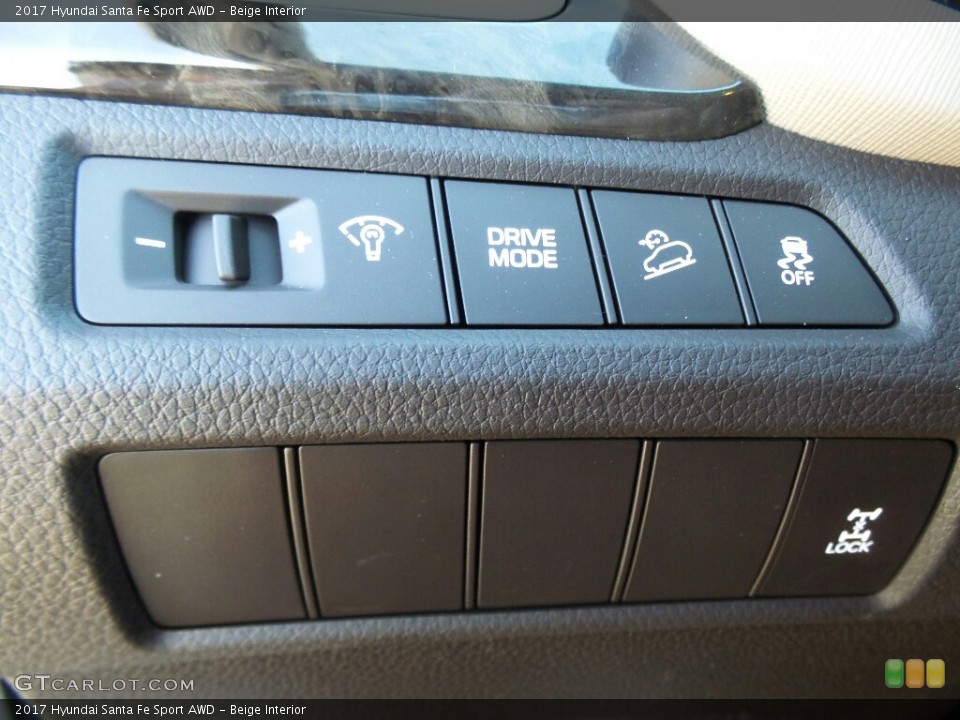 Beige Interior Controls for the 2017 Hyundai Santa Fe Sport AWD #117011543