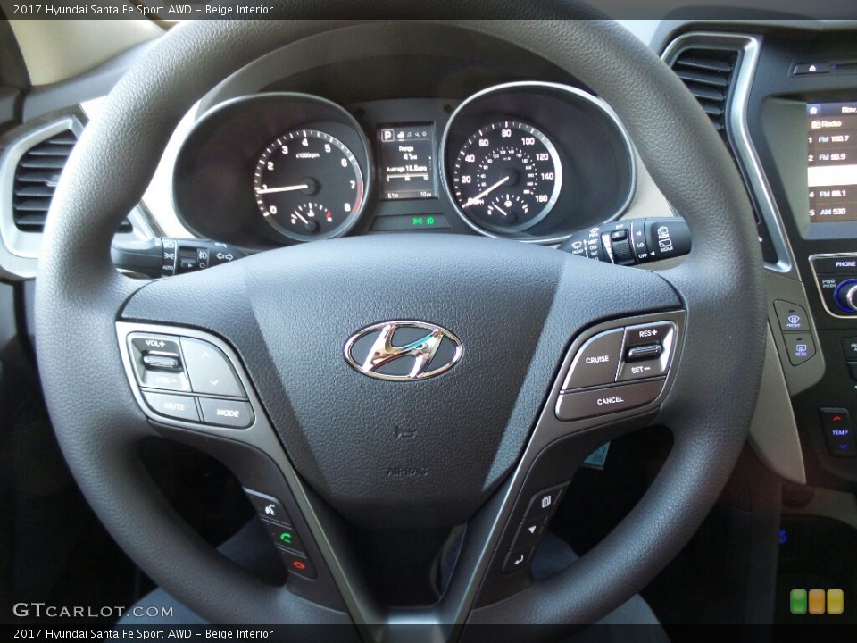 Beige Interior Steering Wheel for the 2017 Hyundai Santa Fe Sport AWD #117011570