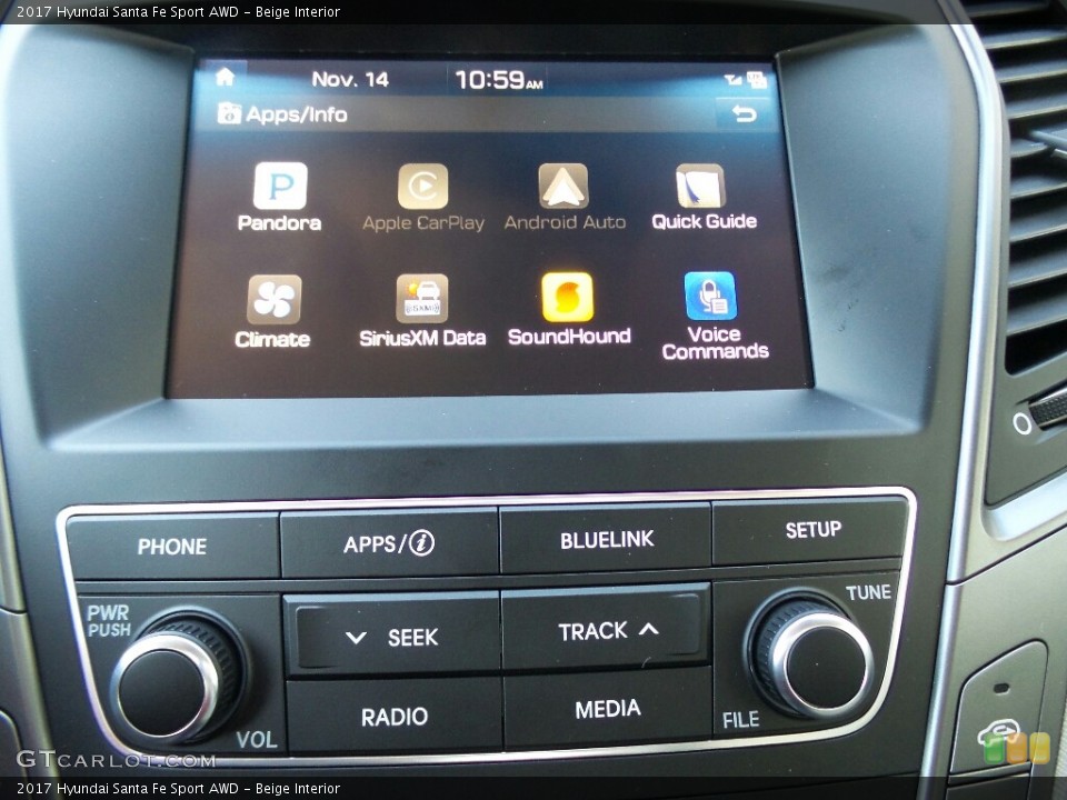 Beige Interior Controls for the 2017 Hyundai Santa Fe Sport AWD #117011882