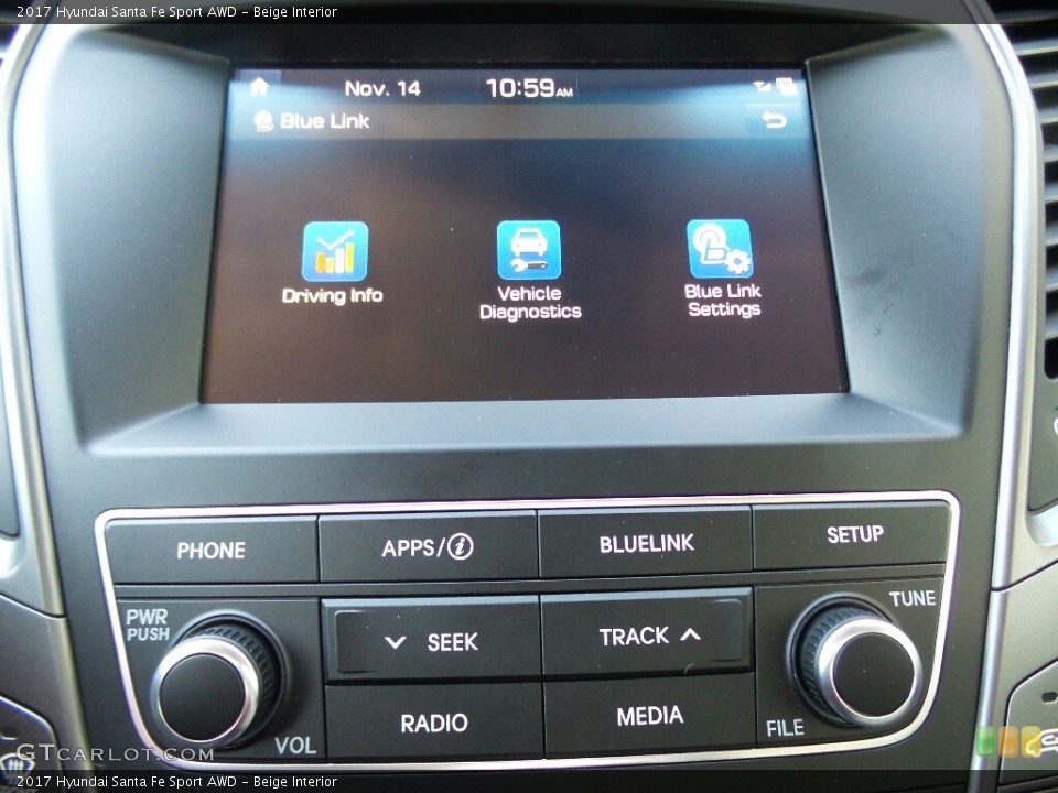 Beige Interior Controls for the 2017 Hyundai Santa Fe Sport AWD #117011912