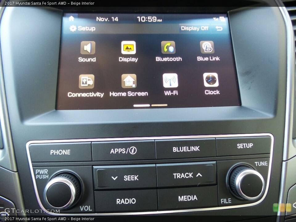Beige Interior Controls for the 2017 Hyundai Santa Fe Sport AWD #117011927