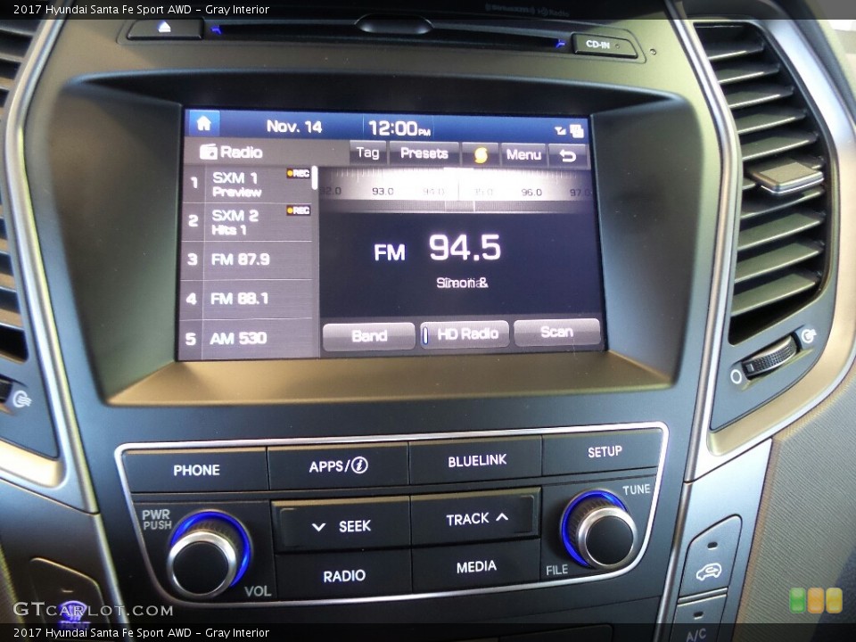 Gray Interior Audio System for the 2017 Hyundai Santa Fe Sport AWD #117012710