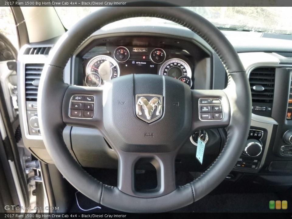 Black/Diesel Gray Interior Steering Wheel for the 2017 Ram 1500 Big Horn Crew Cab 4x4 #117067257