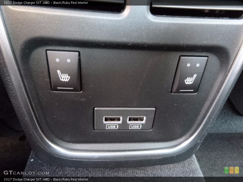Black/Ruby Red Interior Controls for the 2017 Dodge Charger SXT AWD #117070074