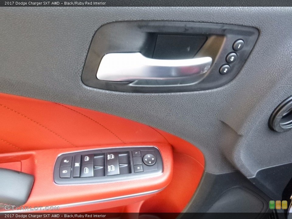Black/Ruby Red Interior Door Panel for the 2017 Dodge Charger SXT AWD #117070101