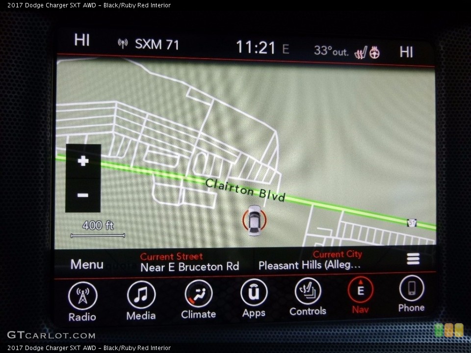 Black/Ruby Red Interior Navigation for the 2017 Dodge Charger SXT AWD #117070248