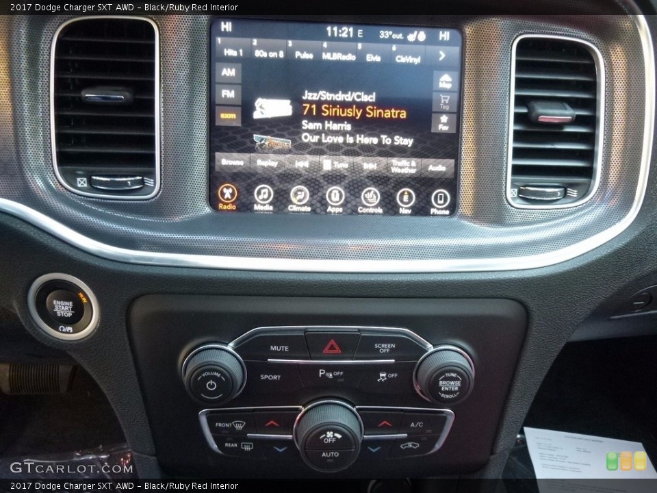 Black/Ruby Red Interior Controls for the 2017 Dodge Charger SXT AWD #117070299