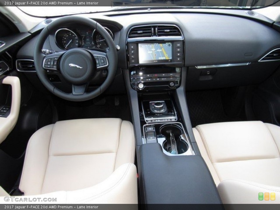 Latte Interior Dashboard for the 2017 Jaguar F-PACE 20d AWD Premium #117093181