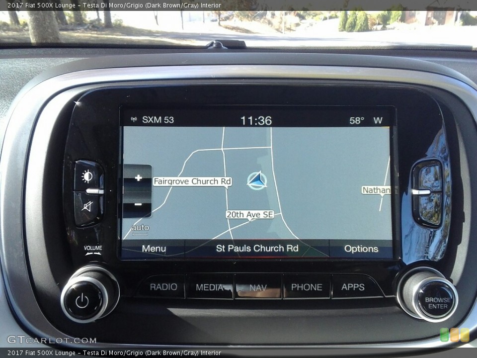 Testa Di Moro/Grigio (Dark Brown/Gray) Interior Navigation for the 2017 Fiat 500X Lounge #117132227