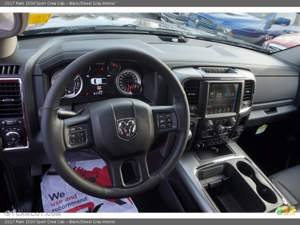 Black/Diesel Gray Interior Dashboard for the 2017 Ram 1500 Sport Crew Cab #117180727