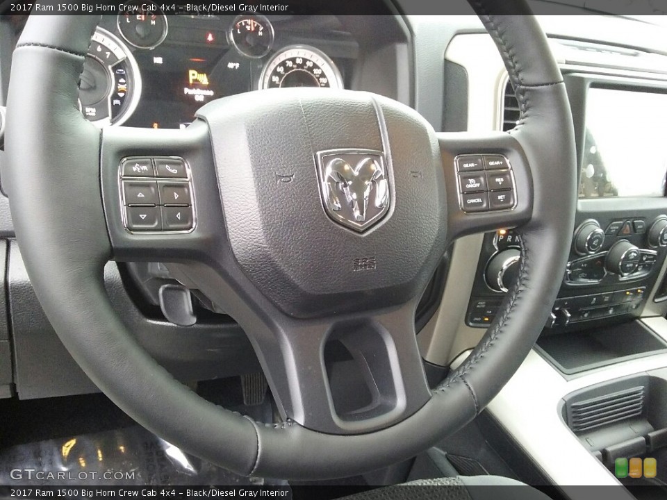 Black/Diesel Gray Interior Steering Wheel for the 2017 Ram 1500 Big Horn Crew Cab 4x4 #117228451