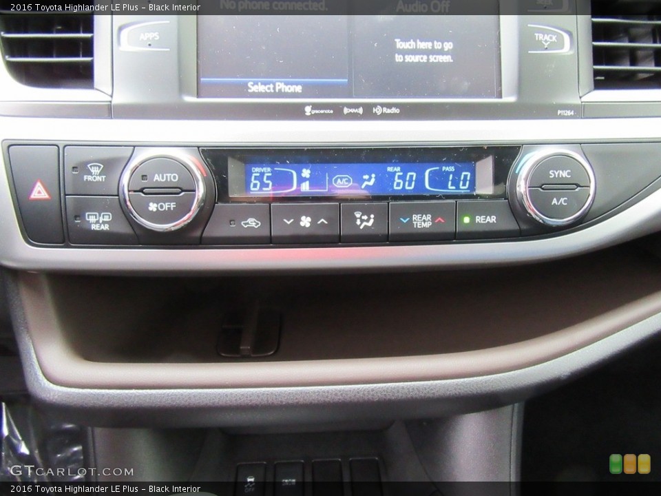 Black Interior Controls for the 2016 Toyota Highlander LE Plus #117288979