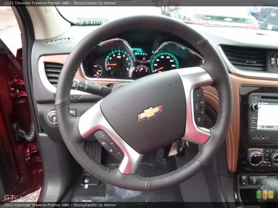 Ebony/Saddle Up Interior Steering Wheel for the 2017 Chevrolet Traverse Premier AWD #117318834