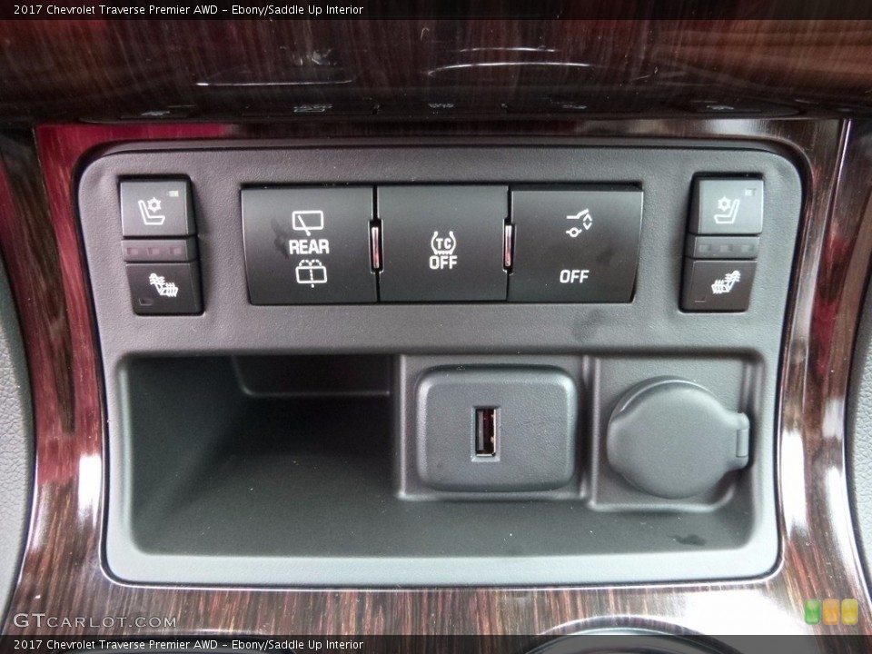 Ebony/Saddle Up Interior Controls for the 2017 Chevrolet Traverse Premier AWD #117318843