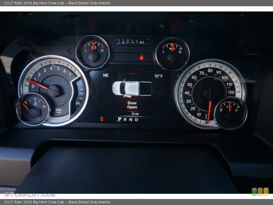 Black/Diesel Gray Interior Gauges for the 2017 Ram 1500 Big Horn Crew Cab #117324004