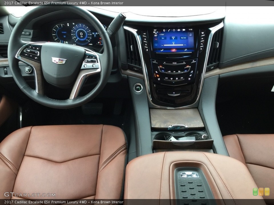 Kona Brown Interior Dashboard for the 2017 Cadillac Escalade ESV Premium Luxury 4WD #117336601