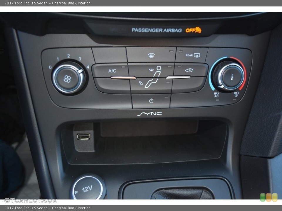 Charcoal Black Interior Controls for the 2017 Ford Focus S Sedan #117344278