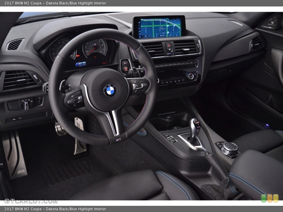 Dakota Black/Blue Highlight Interior Photo for the 2017 BMW M2 Coupe #117369814