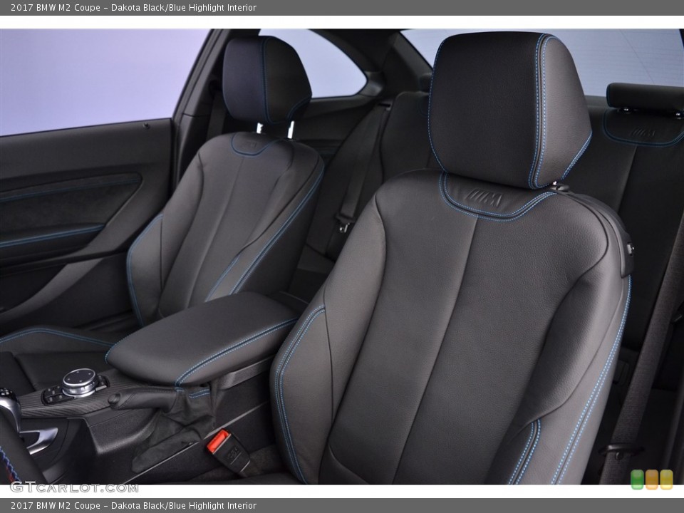 Dakota Black/Blue Highlight Interior Front Seat for the 2017 BMW M2 Coupe #117369844
