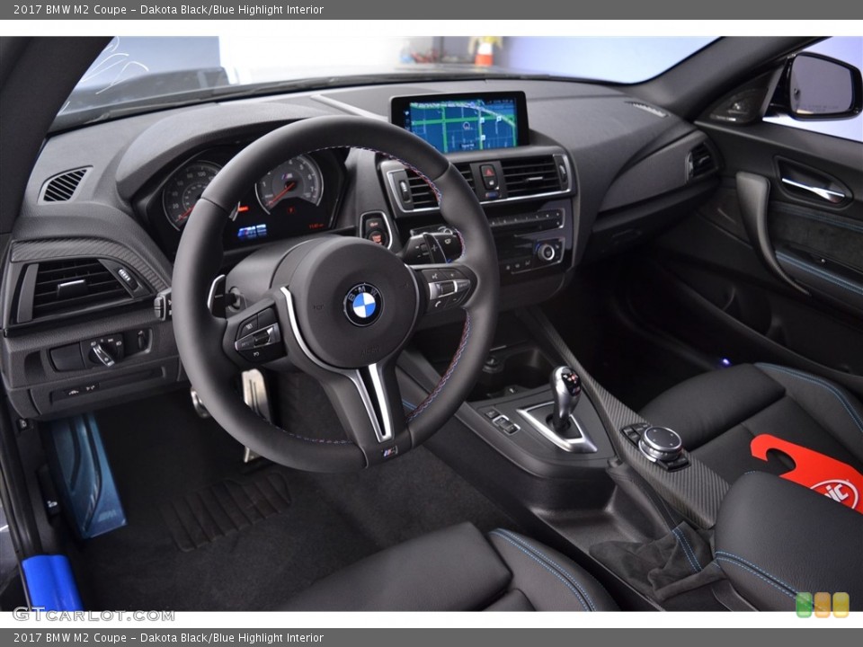 Dakota Black/Blue Highlight Interior Photo for the 2017 BMW M2 Coupe #117403106