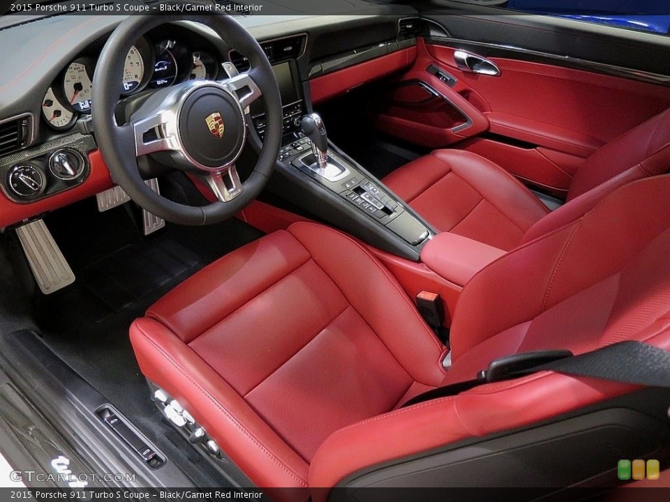 Black/Garnet Red Interior Prime Interior for the 2015 Porsche 911 Turbo S Coupe #117422183