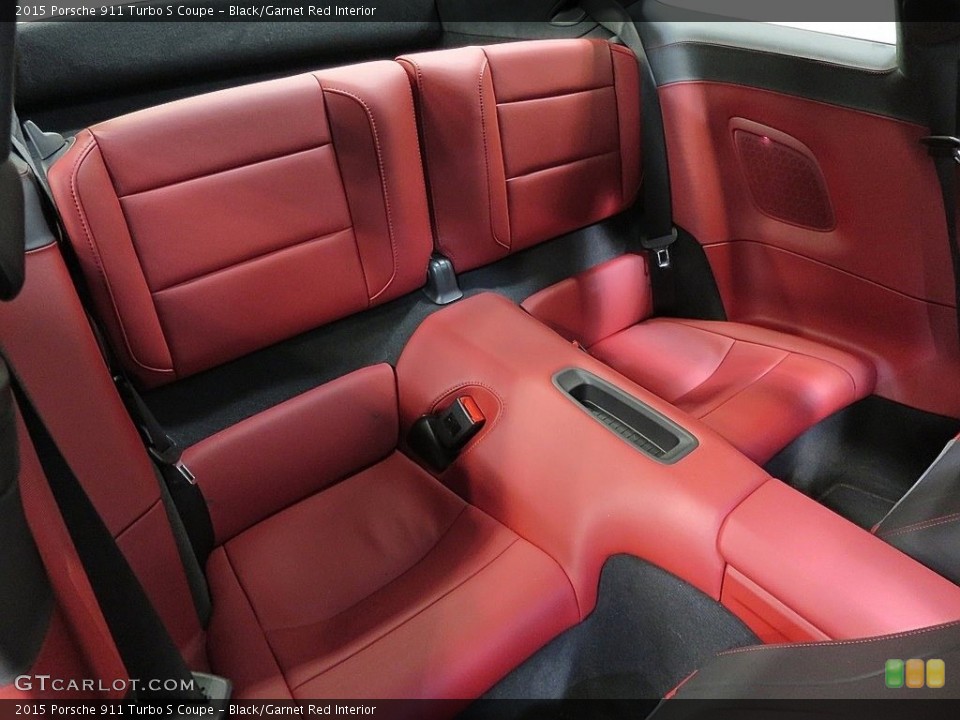Black/Garnet Red Interior Rear Seat for the 2015 Porsche 911 Turbo S Coupe #117422255