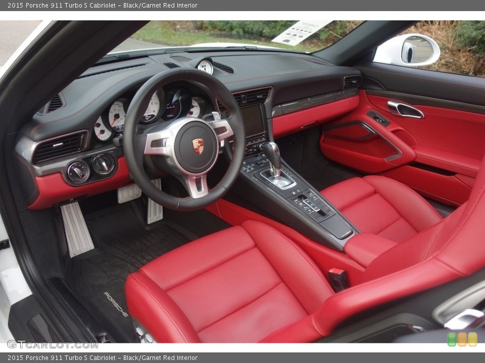 Black/Garnet Red Interior Photo for the 2015 Porsche 911 Turbo S Cabriolet #117562658