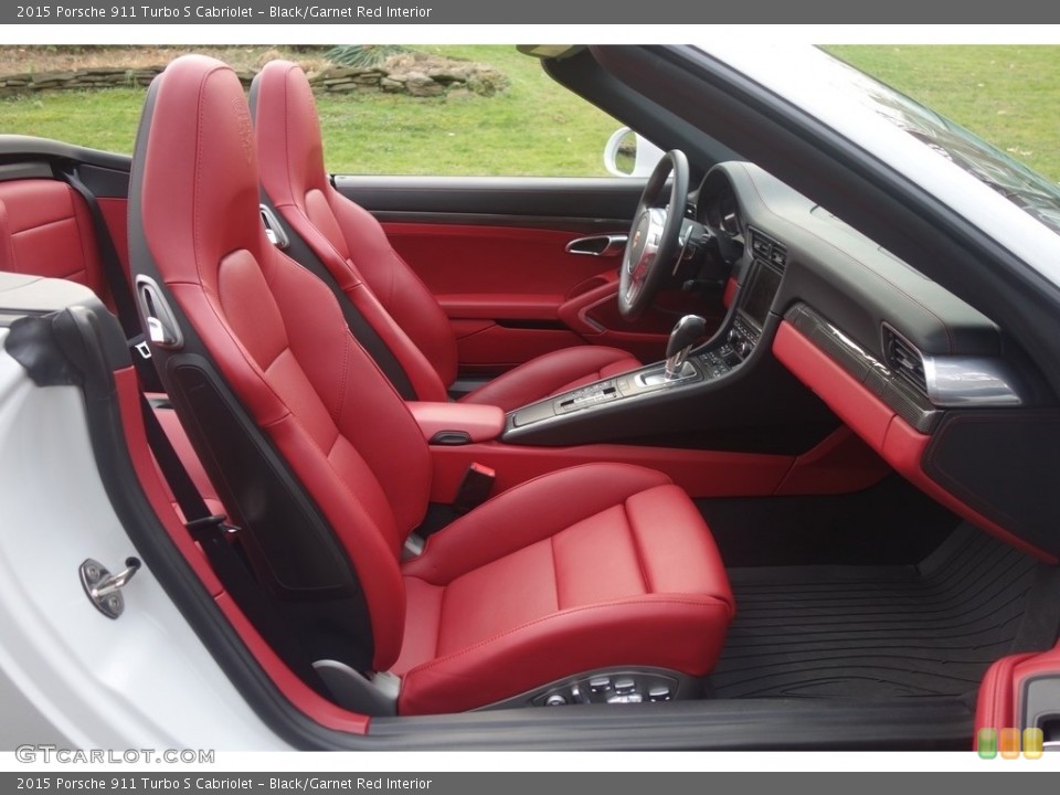 Black/Garnet Red Interior Front Seat for the 2015 Porsche 911 Turbo S Cabriolet #117562709