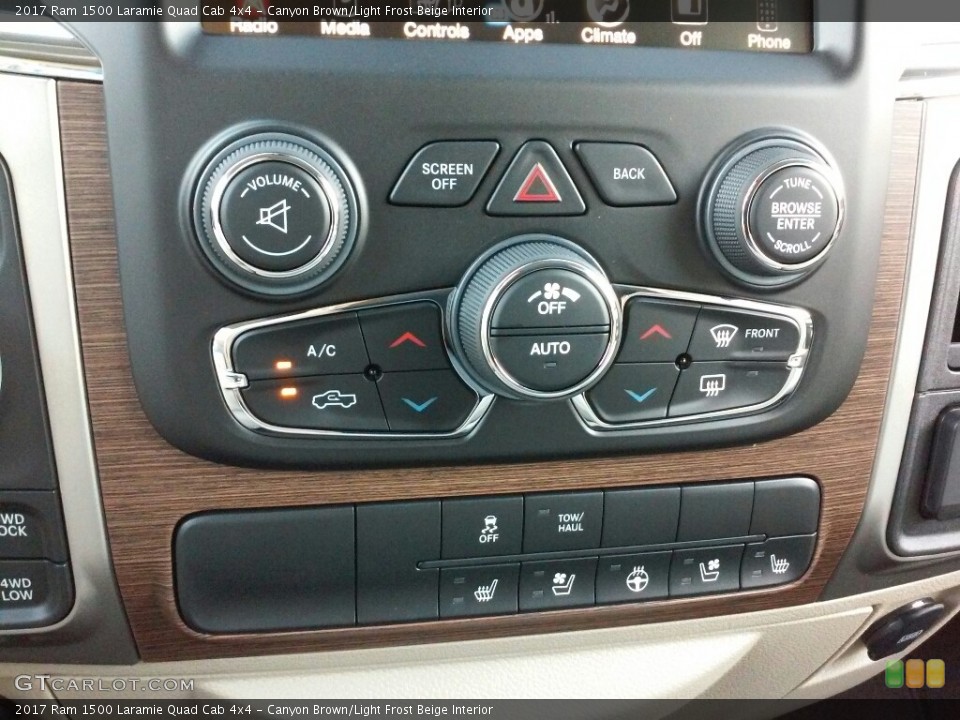 Canyon Brown/Light Frost Beige Interior Controls for the 2017 Ram 1500 Laramie Quad Cab 4x4 #117688185