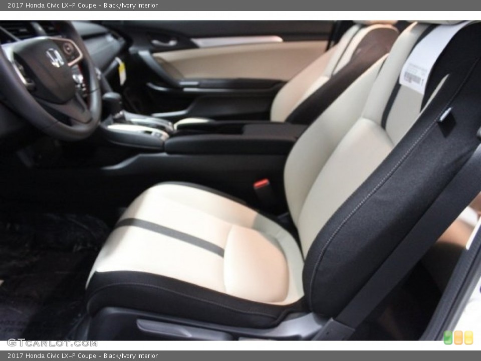 Black/Ivory Interior Front Seat for the 2017 Honda Civic LX-P Coupe #117718361