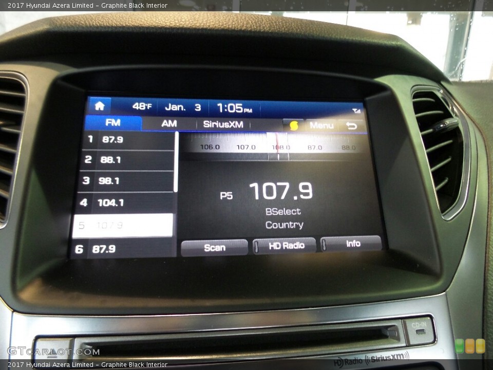 Graphite Black Interior Controls for the 2017 Hyundai Azera Limited #117908793