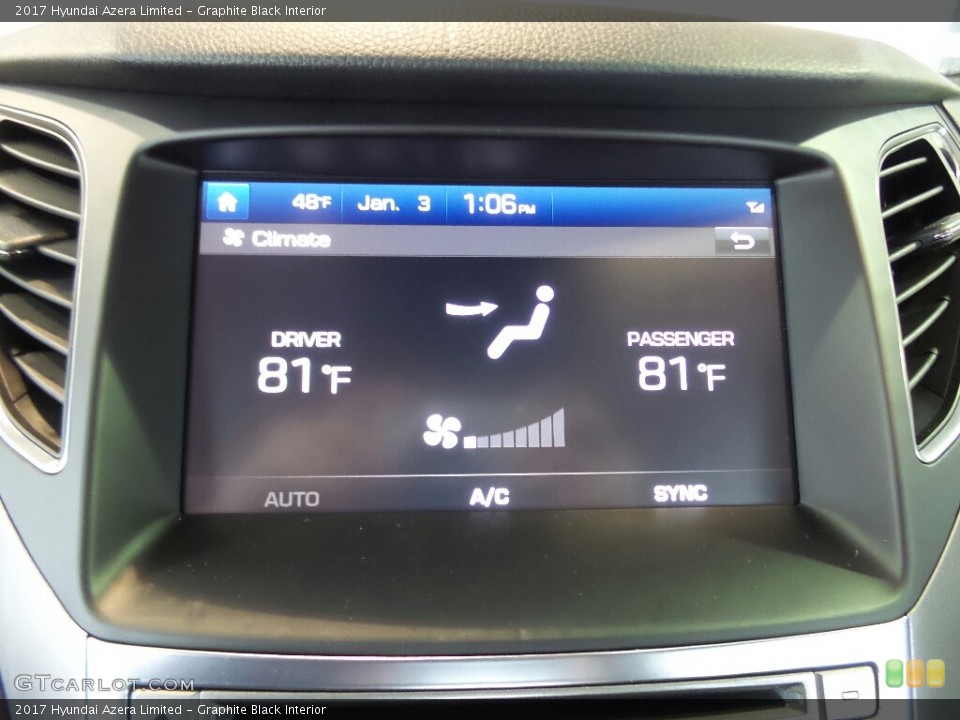 Graphite Black Interior Controls for the 2017 Hyundai Azera Limited #117908886