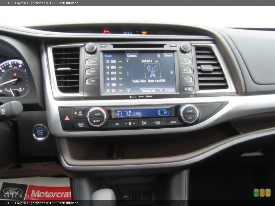 Black Interior Controls for the 2017 Toyota Highlander XLE #117954308
